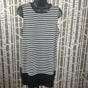 J. Jill Striped Tunic Top Cotton Rayon Black White sz M